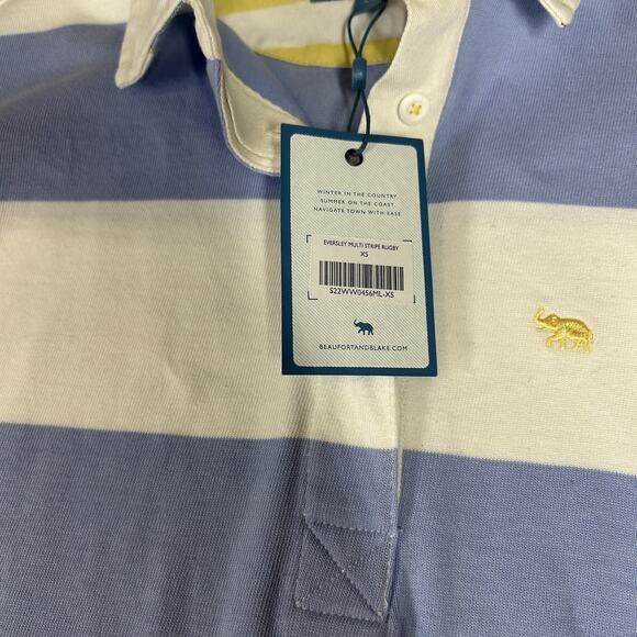 Beaufort & Blake Rugby Shirt Mens XS Multicolored Striped Colourblock Casual - Picture 6 of 8